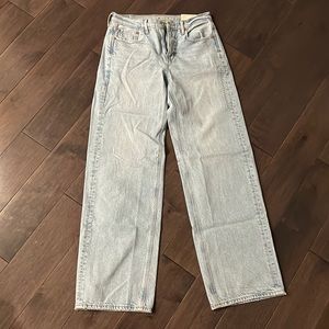 wide leg light wash jeans